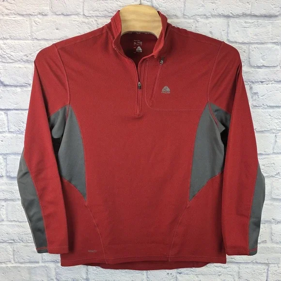 Nike ACG Mens Fit Dry 1/4 Zip Red Athletic Running Pullover Sweater Sz XLarge XL - Picture 2 of 6